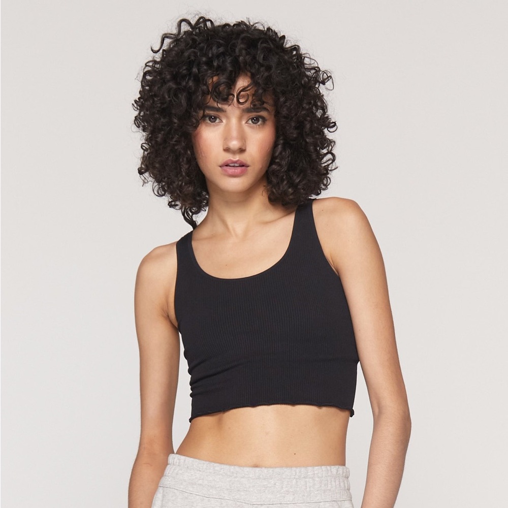 Spiritual Gangster Black Amor Seamless Crop Tank M